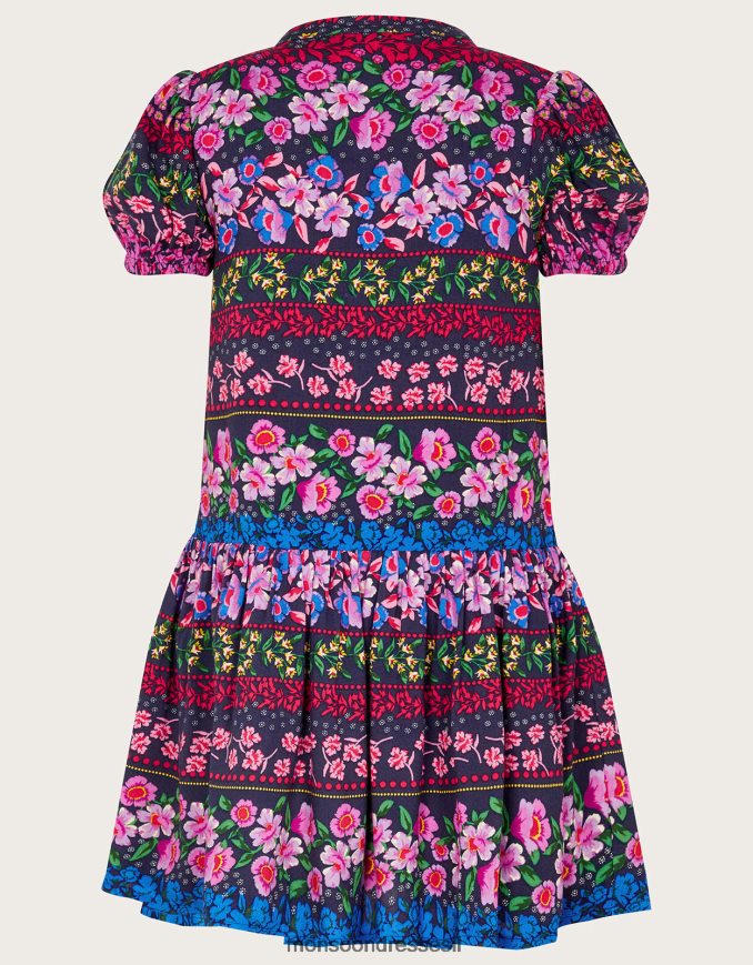 הַלבָּשָׁה Monsoon שמלה בהדפס פסים פרחוני ב-lenzing ecovero כחול (צי) ילדה HTJ0TZ1814