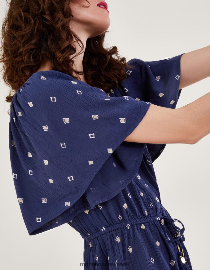 הַלבָּשָׁה Monsoon רומפר עם הדפס מוטיב ב-lenzing ecovero כחול (צי) נשים HTJ0TZ186