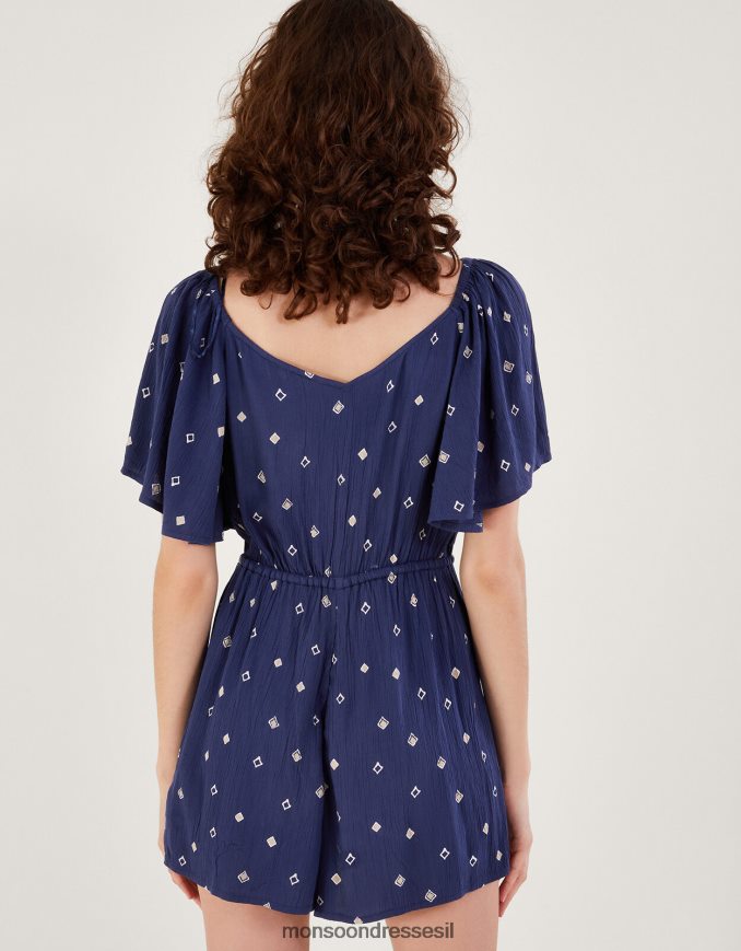 הַלבָּשָׁה Monsoon רומפר עם הדפס מוטיב ב-lenzing ecovero כחול (צי) נשים HTJ0TZ186