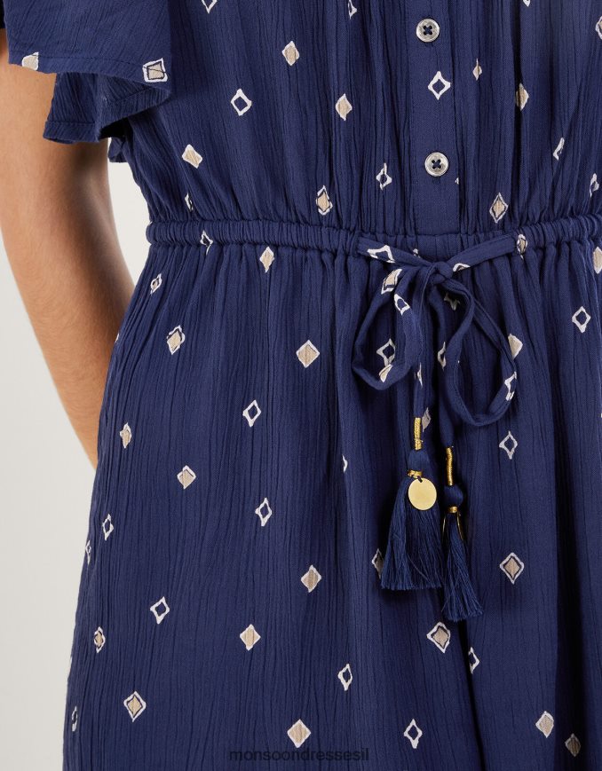 הַלבָּשָׁה Monsoon רומפר עם הדפס מוטיב ב-lenzing ecovero כחול (צי) נשים HTJ0TZ186