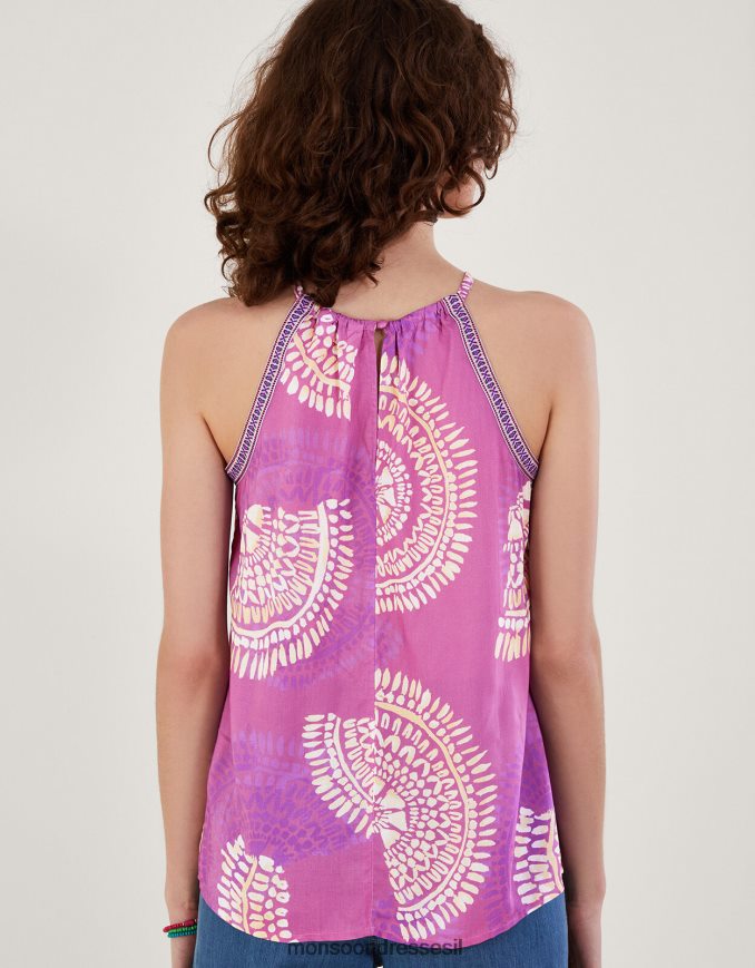 הַלבָּשָׁה Monsoon טופ קמי בהדפס רצועת קשירה ב-lenzing ecovero סגול (לילך) נשים HTJ0TZ198