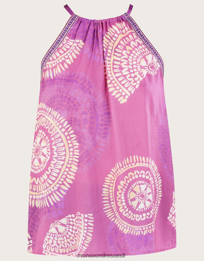 הַלבָּשָׁה Monsoon טופ קמי בהדפס רצועת קשירה ב-lenzing ecovero סגול (לילך) נשים HTJ0TZ198