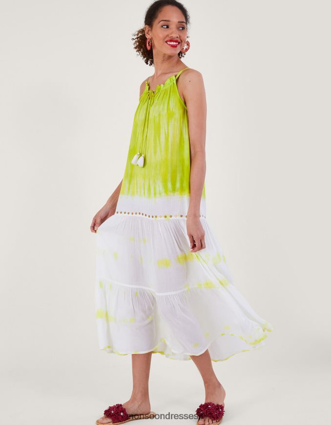 הַלבָּשָׁה Monsoon שמלת מקסי מעונבת ב-lenzing ecovero צהוב נשים HTJ0TZ208