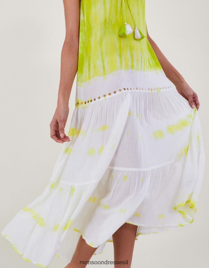 הַלבָּשָׁה Monsoon שמלת מקסי מעונבת ב-lenzing ecovero צהוב נשים HTJ0TZ208