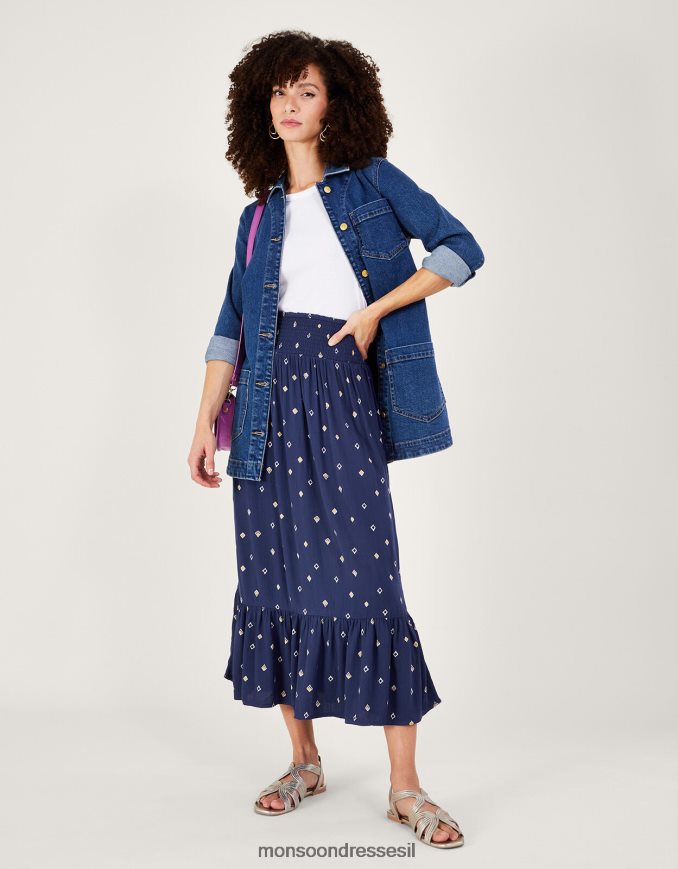 הַלבָּשָׁה Monsoon חצאית מקסי בהדפס מוטיב ב-lenzing ecovero כחול (צי) נשים HTJ0TZ217