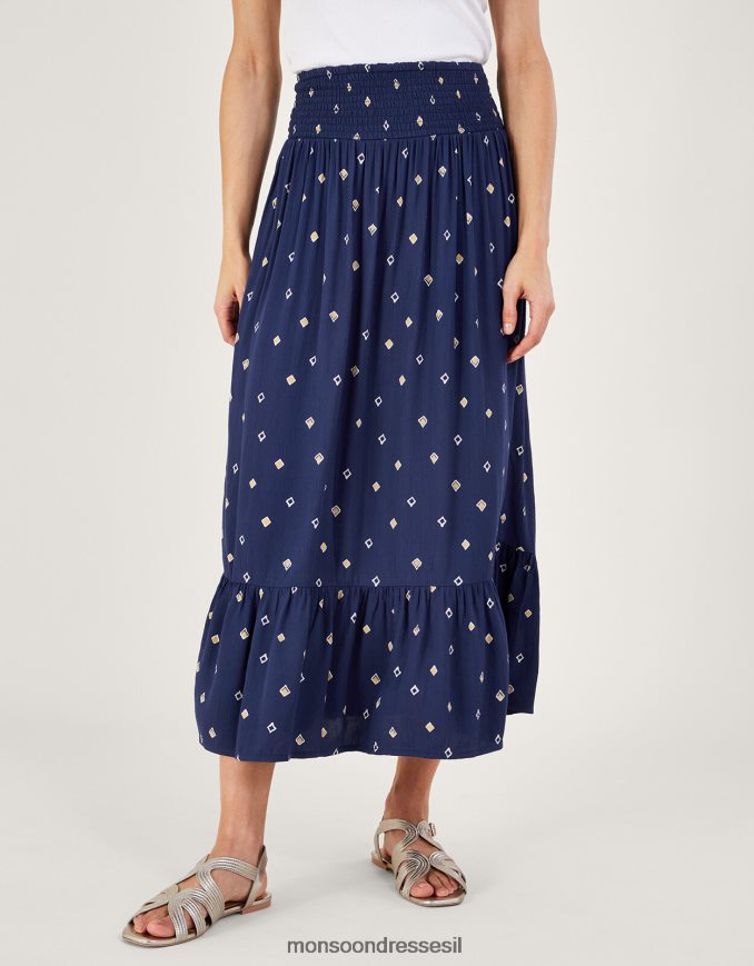 הַלבָּשָׁה Monsoon חצאית מקסי בהדפס מוטיב ב-lenzing ecovero כחול (צי) נשים HTJ0TZ217