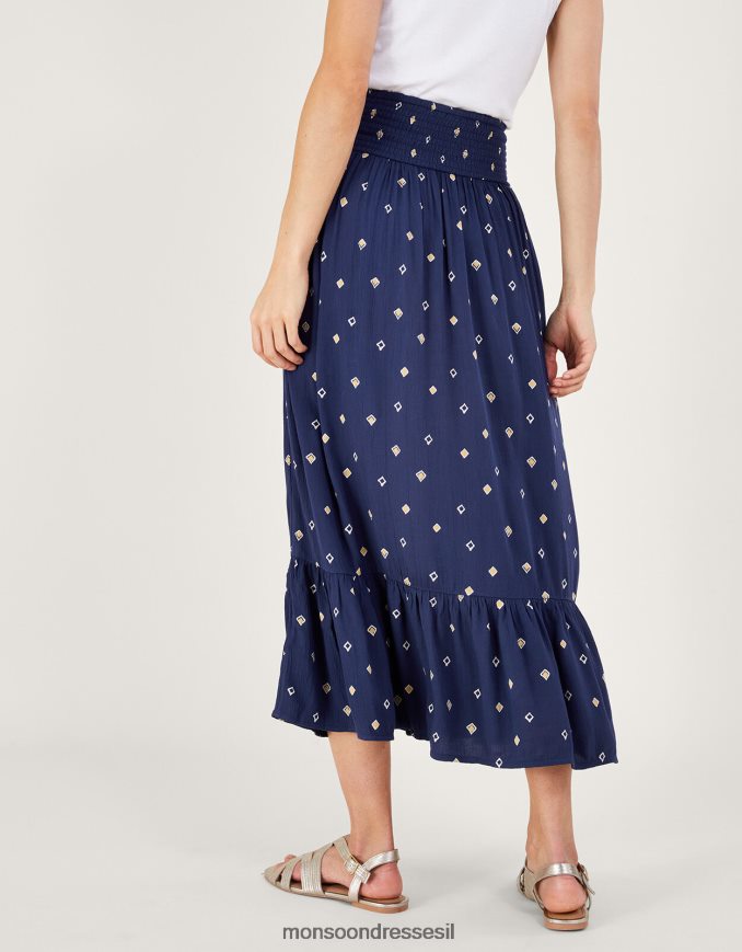 הַלבָּשָׁה Monsoon חצאית מקסי בהדפס מוטיב ב-lenzing ecovero כחול (צי) נשים HTJ0TZ217