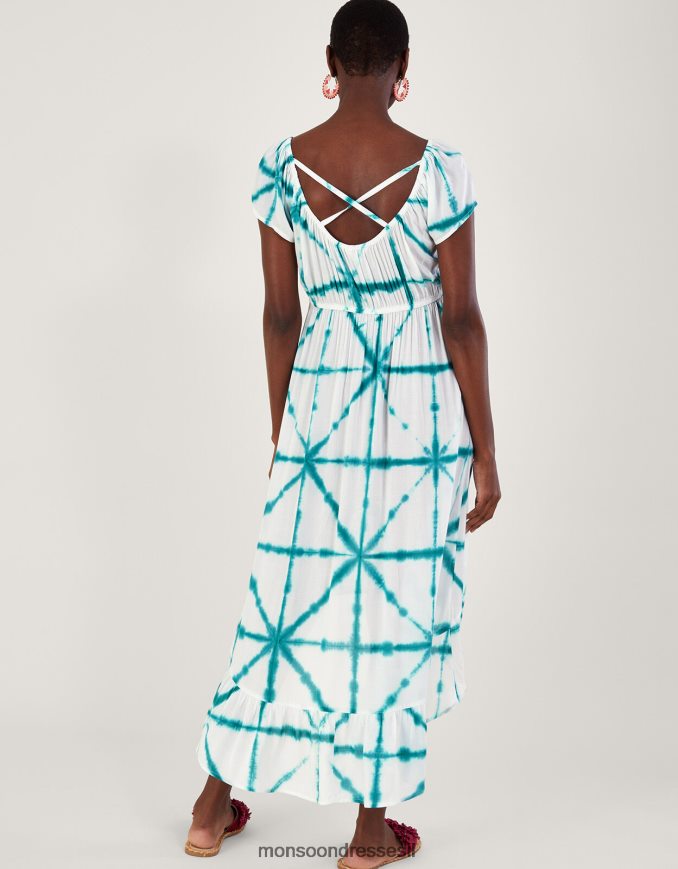 הַלבָּשָׁה Monsoon שמלה גבוהה נמוכה עם הדפס צלב עניבה ב-lenzing ecovero לבן נשים HTJ0TZ226