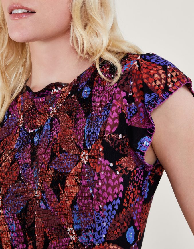 הַלבָּשָׁה Monsoon שמלה פרחונית מעורפלת ב-lenzing ecovero שָׁחוֹר נשים HTJ0TZ233