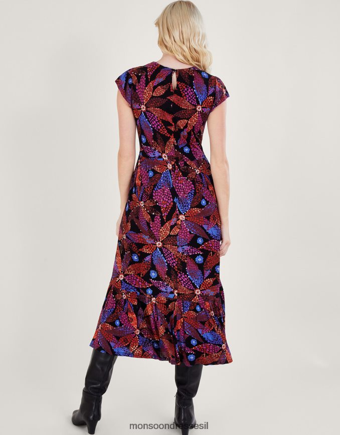 הַלבָּשָׁה Monsoon שמלה פרחונית מעורפלת ב-lenzing ecovero שָׁחוֹר נשים HTJ0TZ233