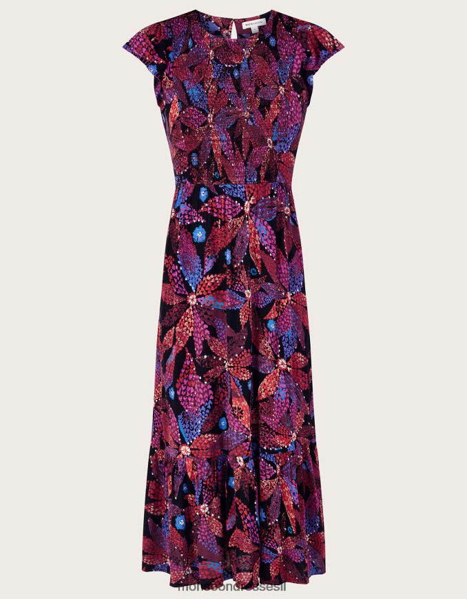 הַלבָּשָׁה Monsoon שמלה פרחונית מעורפלת ב-lenzing ecovero שָׁחוֹר נשים HTJ0TZ233