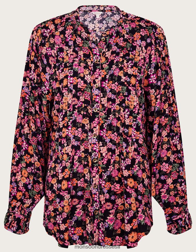 הַלבָּשָׁה Monsoon חולצת פינטאק פרחונית זוועה ב-lenzing ecovero תפוז נשים HTJ0TZ251