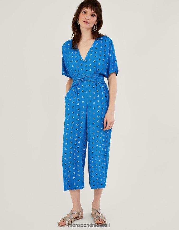 הַלבָּשָׁה Monsoon סרבל בהדפס יהלומים ב-lenzing ecovero כְּחוֹל נשים HTJ0TZ268