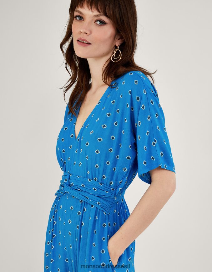 הַלבָּשָׁה Monsoon סרבל בהדפס יהלומים ב-lenzing ecovero כְּחוֹל נשים HTJ0TZ268