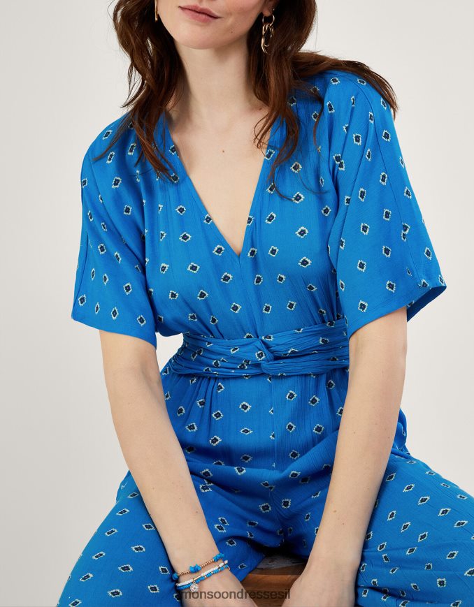 הַלבָּשָׁה Monsoon סרבל בהדפס יהלומים ב-lenzing ecovero כְּחוֹל נשים HTJ0TZ268