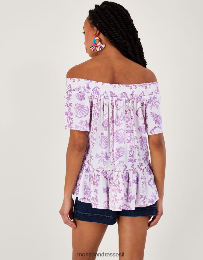 הַלבָּשָׁה Monsoon טופ עם שרוולים קצרים בהדפס מעטפת ב-lenzing ecovero וָרוֹד נשים HTJ0TZ277