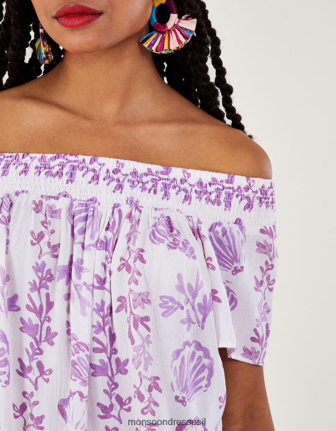 הַלבָּשָׁה Monsoon טופ עם שרוולים קצרים בהדפס מעטפת ב-lenzing ecovero וָרוֹד נשים HTJ0TZ277