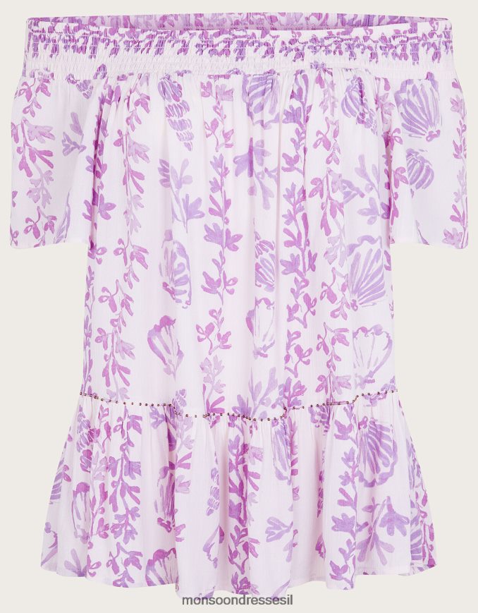 הַלבָּשָׁה Monsoon טופ עם שרוולים קצרים בהדפס מעטפת ב-lenzing ecovero וָרוֹד נשים HTJ0TZ277