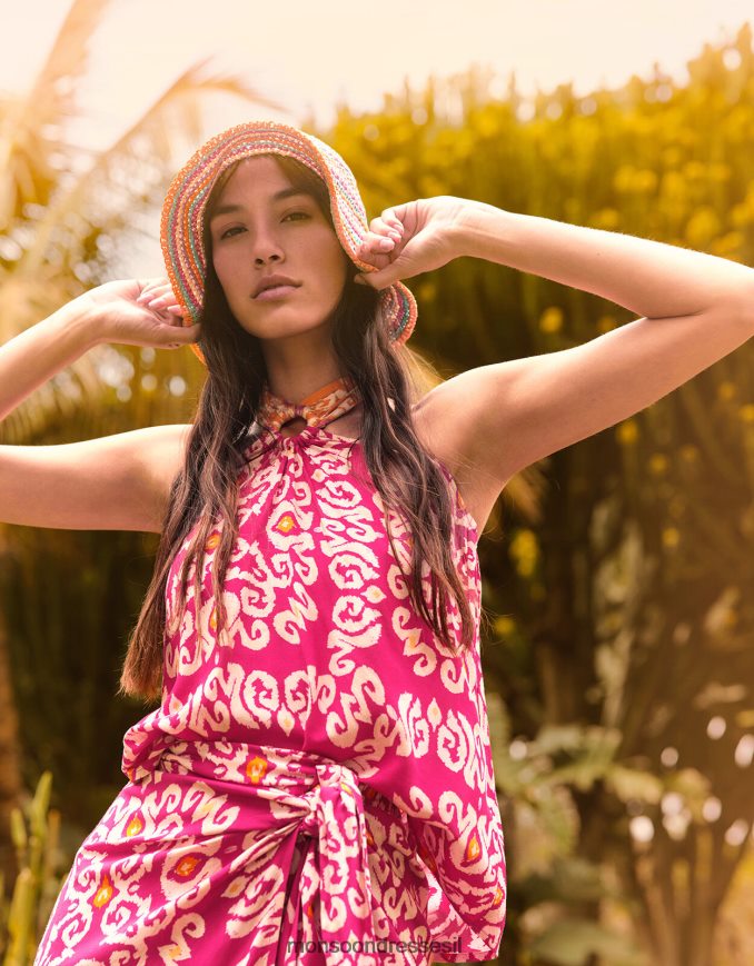 הַלבָּשָׁה Monsoon טבעת קמי בהדפס בנדהאני ב-lenzing ecovero וָרוֹד נשים HTJ0TZ278