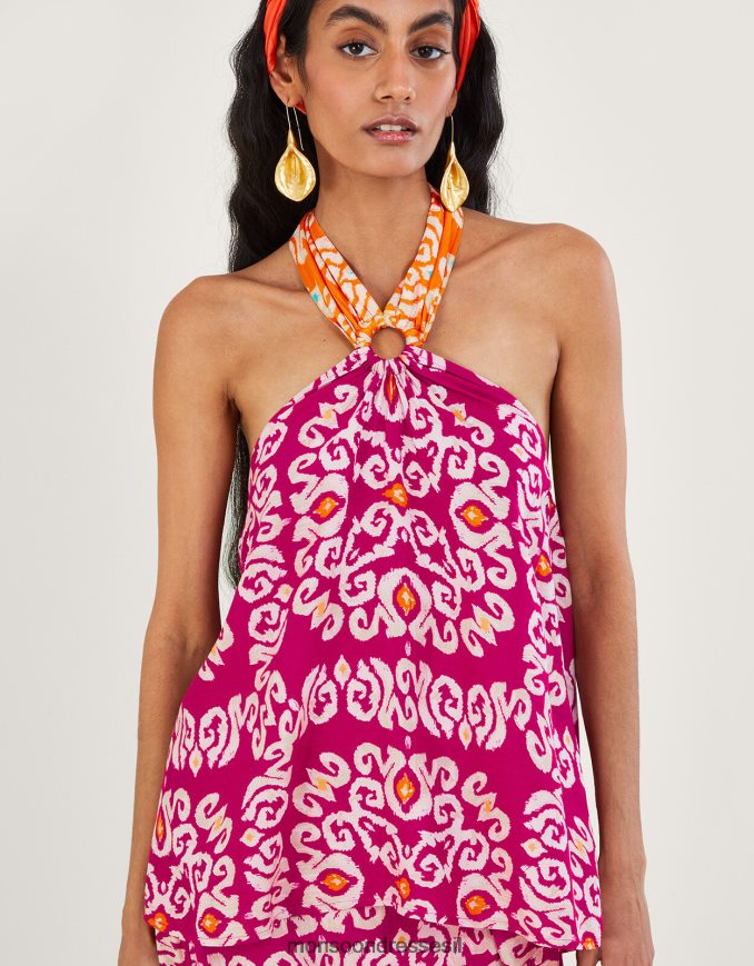 הַלבָּשָׁה Monsoon טבעת קמי בהדפס בנדהאני ב-lenzing ecovero וָרוֹד נשים HTJ0TZ278