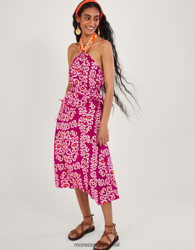 הַלבָּשָׁה Monsoon טבעת קמי בהדפס בנדהאני ב-lenzing ecovero וָרוֹד נשים HTJ0TZ278