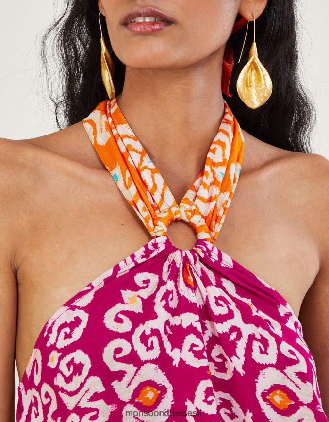 הַלבָּשָׁה Monsoon טבעת קמי בהדפס בנדהאני ב-lenzing ecovero וָרוֹד נשים HTJ0TZ278