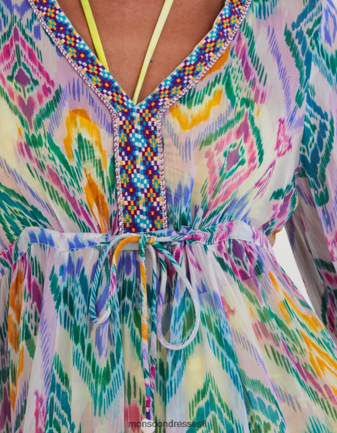 הַלבָּשָׁה Monsoon שמלת קפטן בהדפס איקט קשת בענן ב-lenzing ecovero וָרוֹד נשים HTJ0TZ293