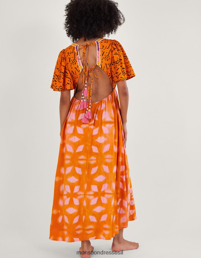 הַלבָּשָׁה Monsoon הדפס שמלת קפטן ב-lenzing ecovero כתום (אלמוגים) נשים HTJ0TZ307