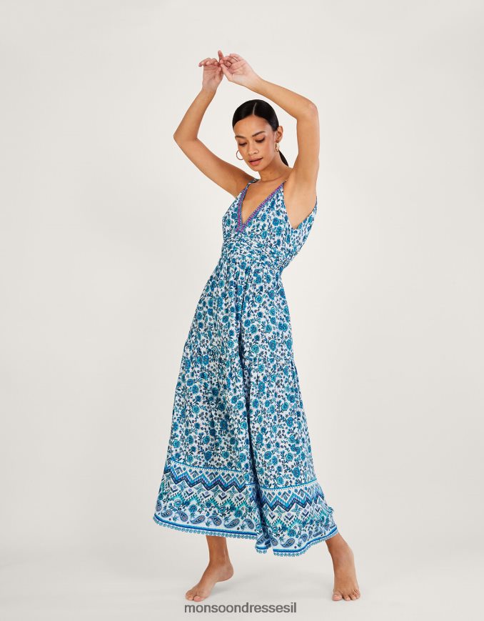 הַלבָּשָׁה Monsoon שמלת מקסי עם הדפס פרחוני עם lenzing ecovero כְּחוֹל נשים HTJ0TZ341