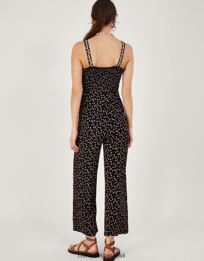 הַלבָּשָׁה Monsoon סרבל מרומז בהדפס נקודות ב-lenzing ecovero שָׁחוֹר נשים HTJ0TZ361