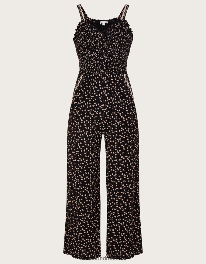 הַלבָּשָׁה Monsoon סרבל מרומז בהדפס נקודות ב-lenzing ecovero שָׁחוֹר נשים HTJ0TZ361