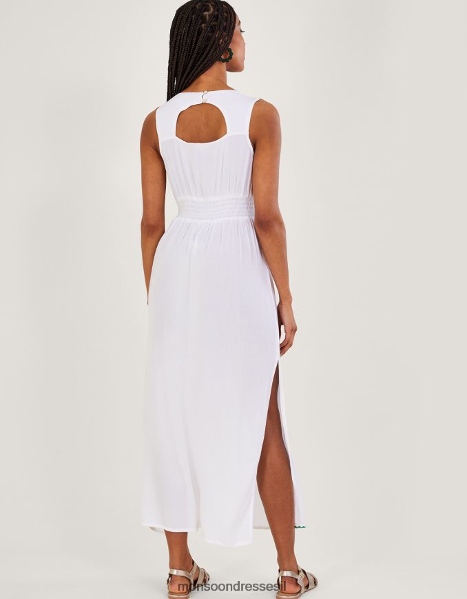 הַלבָּשָׁה Monsoon שמלת מידי רקומה בפסיפס ב-lenzing ecovero לבן נשים HTJ0TZ448