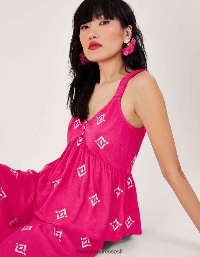 הַלבָּשָׁה Monsoon קמי רקום במוטיב ב-lenzing ecovero וָרוֹד נשים HTJ0TZ455