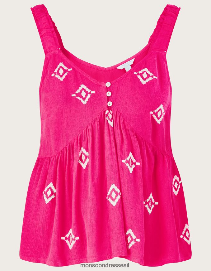 הַלבָּשָׁה Monsoon קמי רקום במוטיב ב-lenzing ecovero וָרוֹד נשים HTJ0TZ455