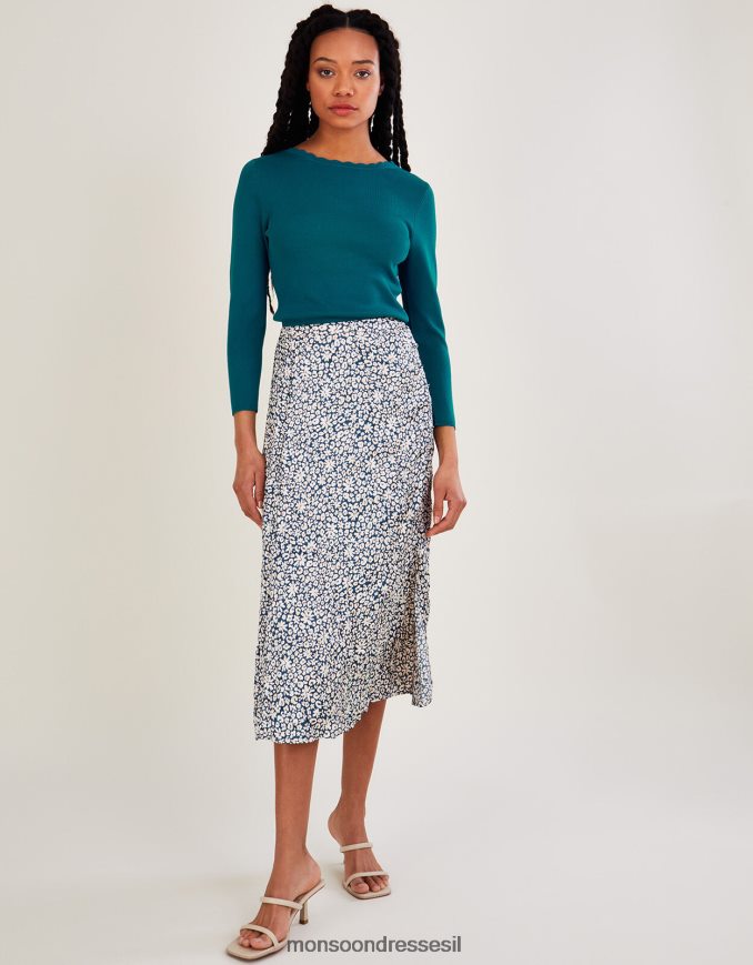 הַלבָּשָׁה Monsoon מגשר סקופ עגול לקשור עם lenzing ecovero ירוק כחלחל נשים HTJ0TZ518