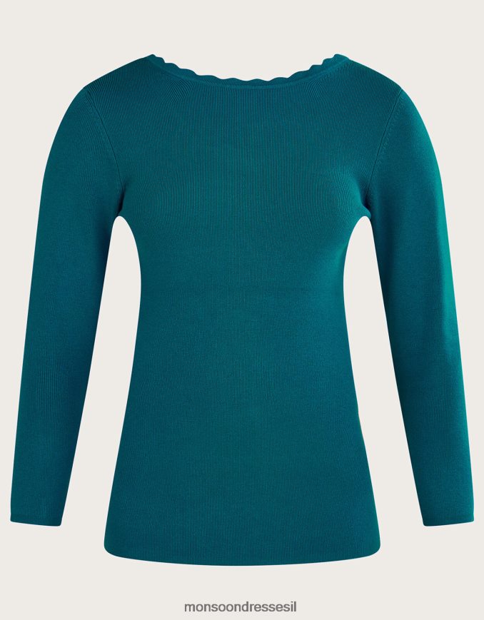 הַלבָּשָׁה Monsoon מגשר סקופ עגול לקשור עם lenzing ecovero ירוק כחלחל נשים HTJ0TZ518