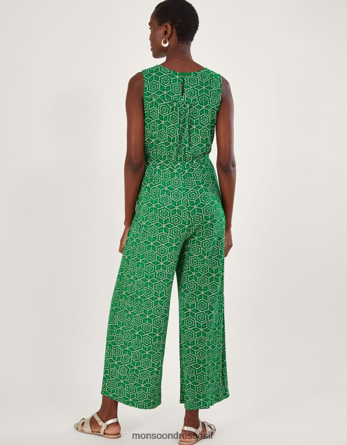 הַלבָּשָׁה Monsoon סרבל ג'רסי בהדפס גיאומטרי ב-lenzing ecovero ירוק נשים HTJ0TZ530