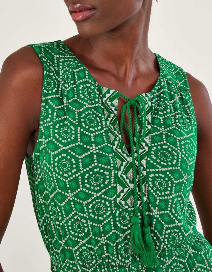 הַלבָּשָׁה Monsoon סרבל ג'רסי בהדפס גיאומטרי ב-lenzing ecovero ירוק נשים HTJ0TZ530