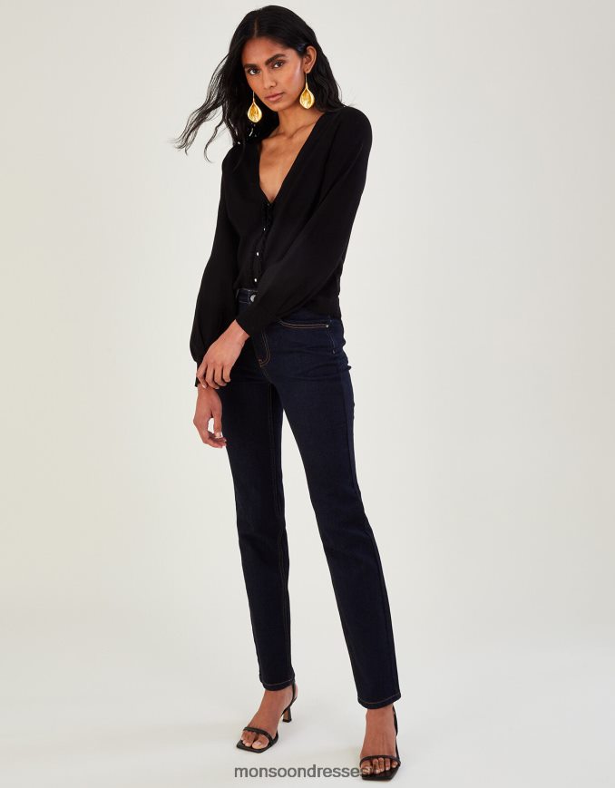 הַלבָּשָׁה Monsoon קרדיגן קפלים עם lenzing ecovero שָׁחוֹר נשים HTJ0TZ537