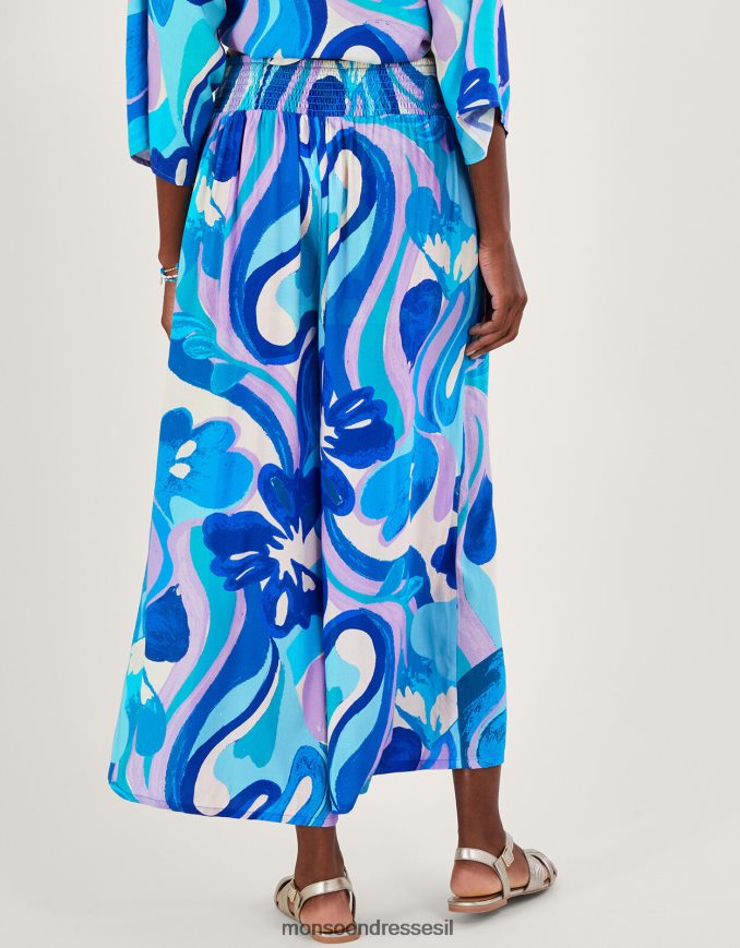 הַלבָּשָׁה Monsoon מכנסיים קצוצים בהדפס סיבובי ב-lenzing ecovero כְּחוֹל נשים HTJ0TZ548