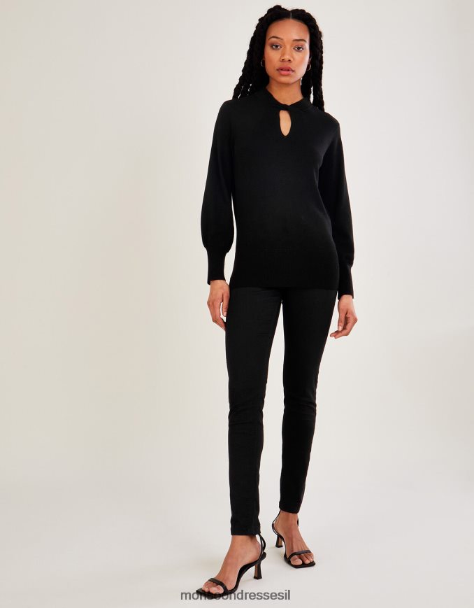 הַלבָּשָׁה Monsoon מגשר צוואר טוויסט עם lenzing ecovero שָׁחוֹר נשים HTJ0TZ554