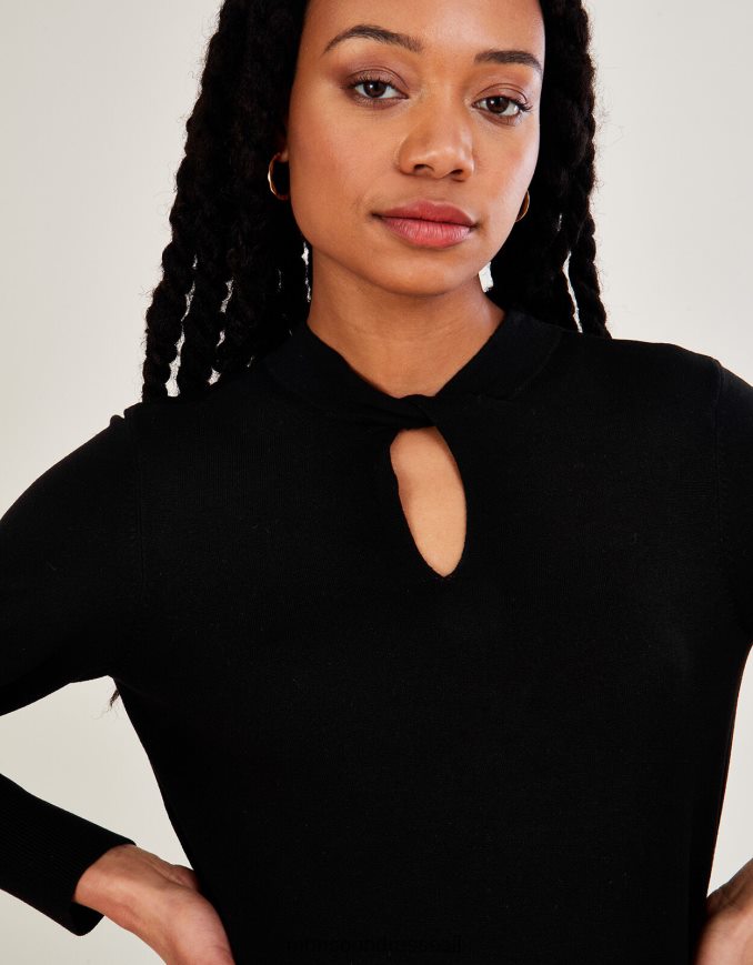 הַלבָּשָׁה Monsoon מגשר צוואר טוויסט עם lenzing ecovero שָׁחוֹר נשים HTJ0TZ554