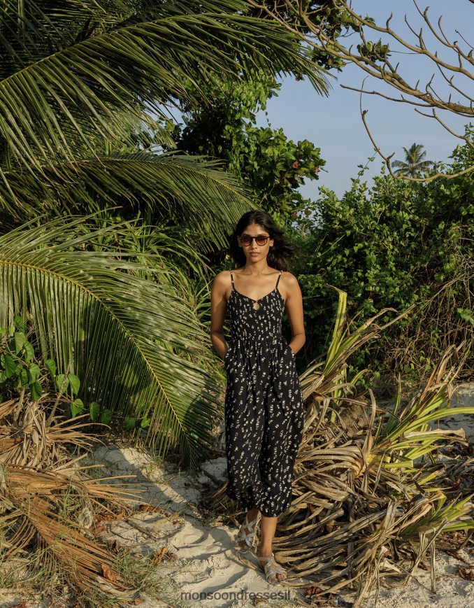 הַלבָּשָׁה Monsoon סרבל lenzing ecovero בהדפס בטיק שָׁחוֹר נשים HTJ0TZ560