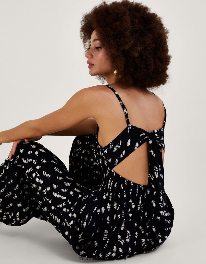 הַלבָּשָׁה Monsoon סרבל lenzing ecovero בהדפס בטיק שָׁחוֹר נשים HTJ0TZ560