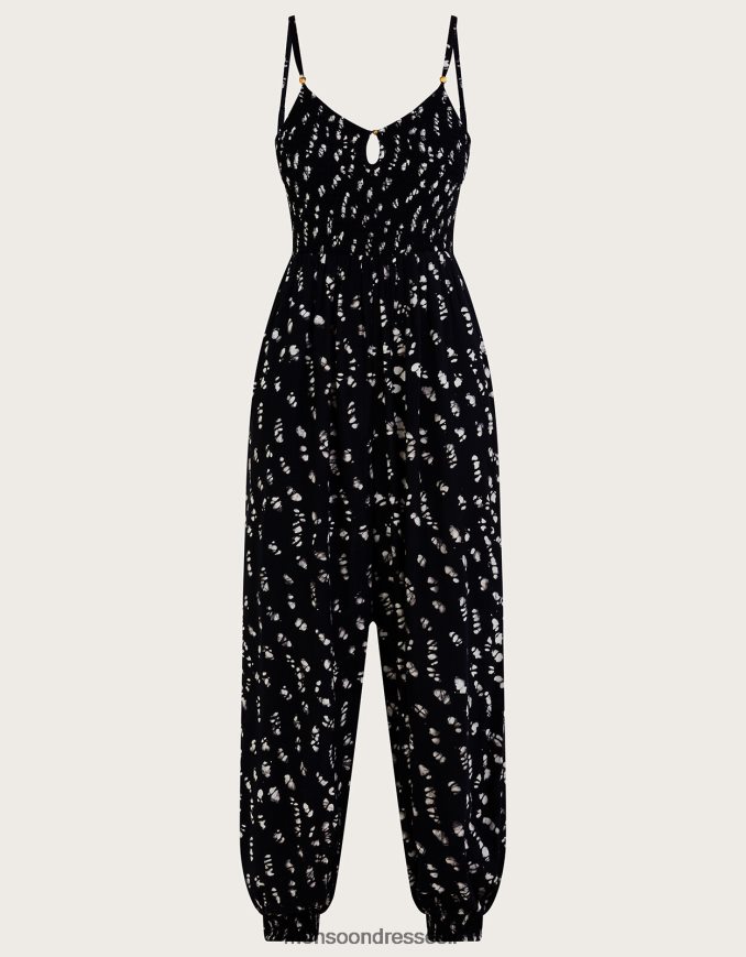 הַלבָּשָׁה Monsoon סרבל lenzing ecovero בהדפס בטיק שָׁחוֹר נשים HTJ0TZ560