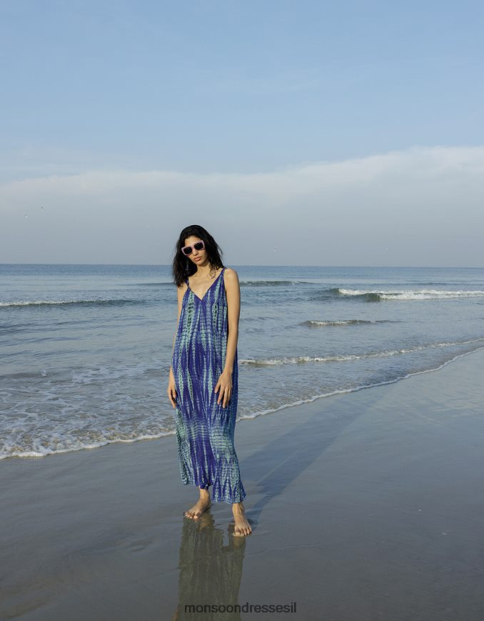 הַלבָּשָׁה Monsoon סרבל קשירה לרגליים רחבות ב-lenzing ecovero כְּחוֹל נשים HTJ0TZ576