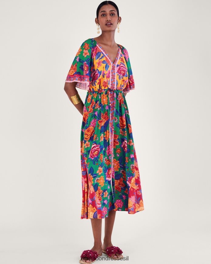 הַלבָּשָׁה Monsoon שמלה מנוגדת בהדפס פרחוני ב-lenzing ecovero תפוז נשים HTJ0TZ600