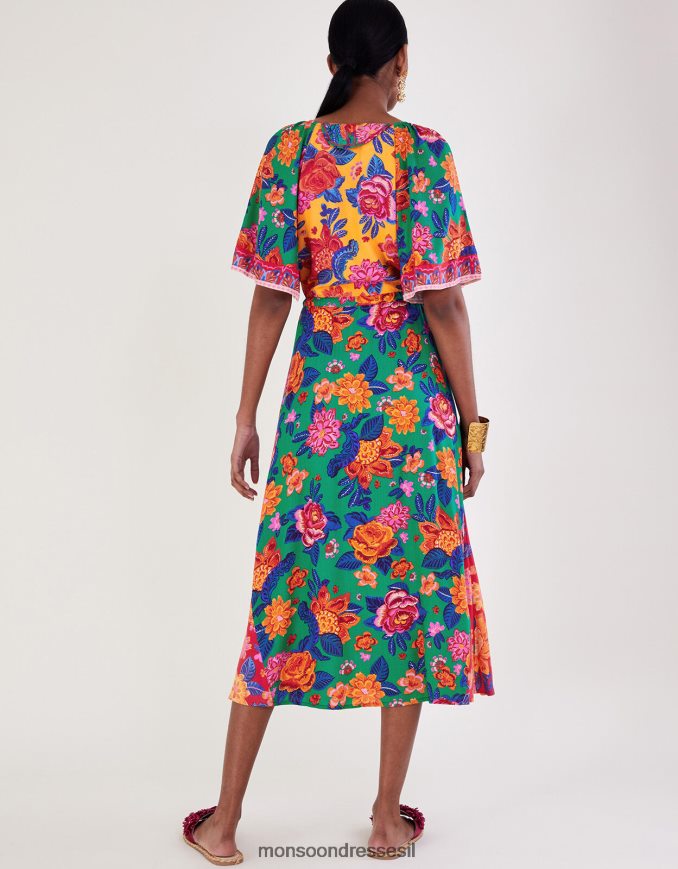 הַלבָּשָׁה Monsoon שמלה מנוגדת בהדפס פרחוני ב-lenzing ecovero תפוז נשים HTJ0TZ600