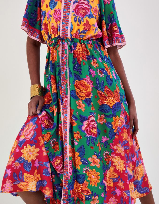 הַלבָּשָׁה Monsoon שמלה מנוגדת בהדפס פרחוני ב-lenzing ecovero תפוז נשים HTJ0TZ600