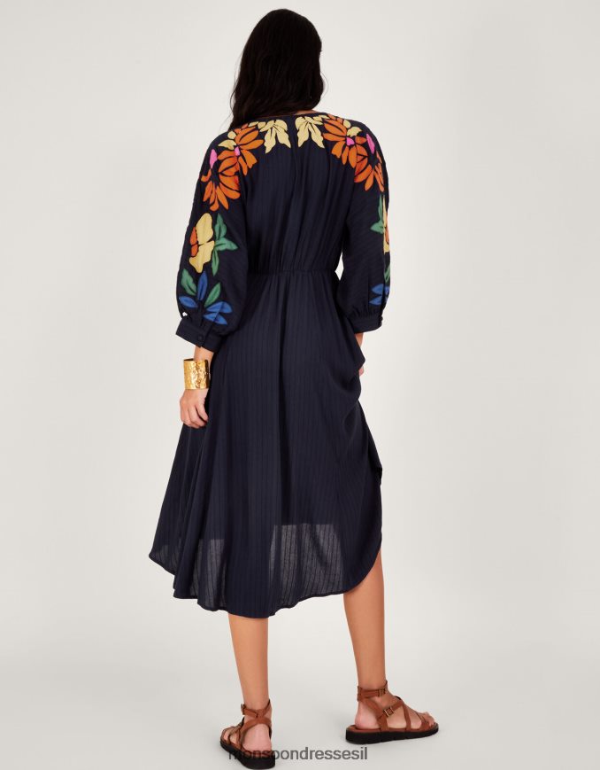 הַלבָּשָׁה Monsoon שמלת אפליקציה מעוטרת בעלים ב-lenzing ecovero כחול (צי) נשים HTJ0TZ623